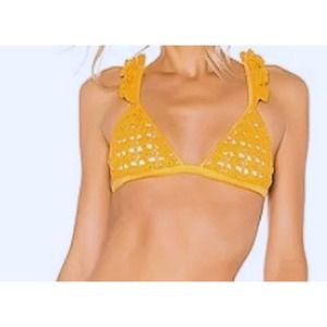 Lovers + Friends Revolve I Got You Yellow Ruffle Bikini Top Sz Medium M